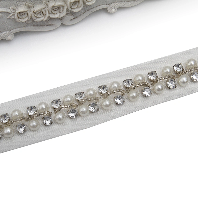 kavatar  wholesale new Handmade Bead lace Embroidered Tulle Trim wedding with Accessories Beads Rhinestones