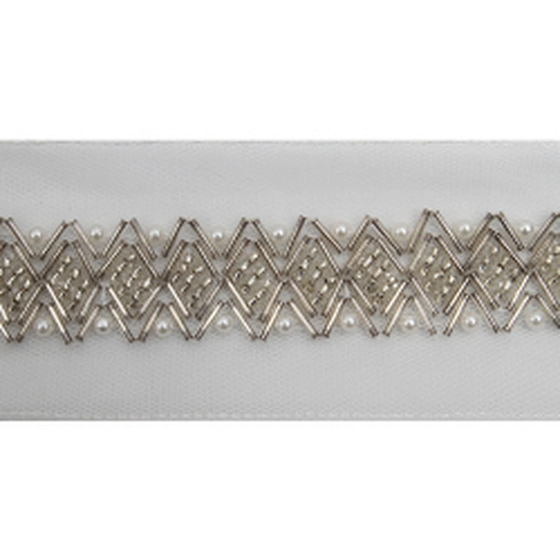 kavatar  wholesale new Handmade Bead lace Embroidered Tulle Trim wedding with Accessories Beads Rhinestones