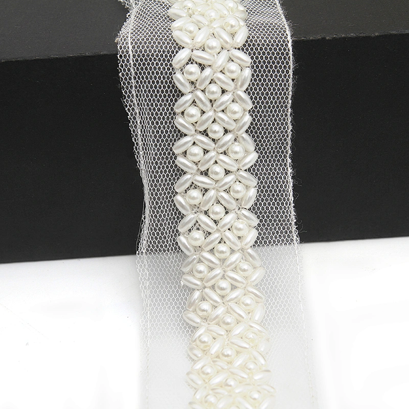 kavatar  wholesale new Handmade Bead lace Embroidered Tulle Trim wedding with Accessories Beads Rhinestones