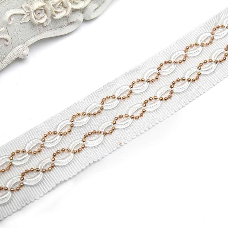Wholesale Chain lace trim rhinestone 2.4 cm Sew-On lace trim Polyester net mesh Lace trimmings wedding for clothes  Accessories