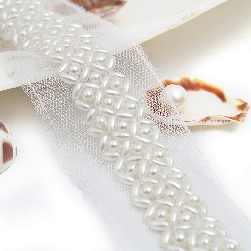 kavatar  wholesale new Handmade Bead lace Embroidered Tulle Trim wedding with Accessories Beads Rhinestones