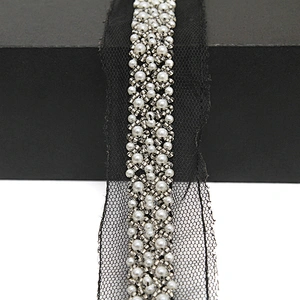 kavatar  wholesale new Handmade Bead lace Embroidered Tulle Trim wedding with Accessories Beads Rhinestones