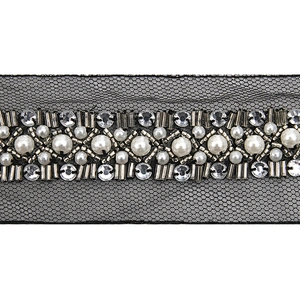 kavatar  wholesale new Handmade Bead lace Embroidered Tulle Trim wedding with Accessories Beads Rhinestones