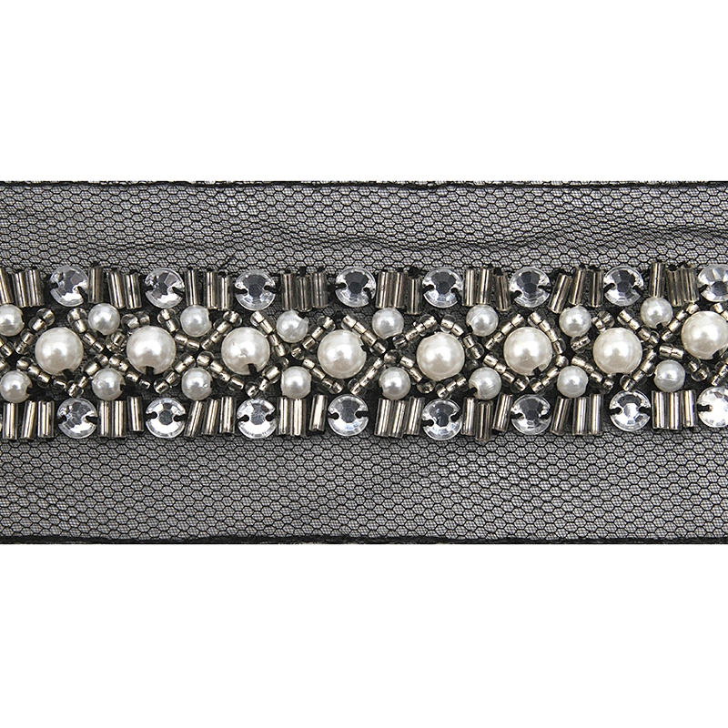 kavatar  wholesale new Handmade Bead lace Embroidered Tulle Trim wedding with Accessories Beads Rhinestones