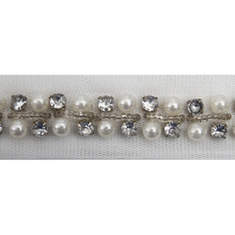 kavatar  wholesale new Handmade Bead lace Embroidered Tulle Trim wedding with Accessories Beads Rhinestones