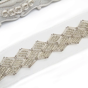 kavatar  wholesale new Handmade Bead lace Embroidered Tulle Trim wedding with Accessories Beads Rhinestones