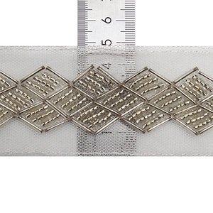 kavatar  wholesale new Handmade Bead lace Embroidered Tulle Trim wedding with Accessories Beads Rhinestones