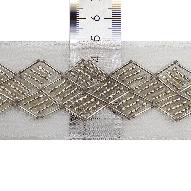 kavatar  wholesale new Handmade Bead lace Embroidered Tulle Trim wedding with Accessories Beads Rhinestones