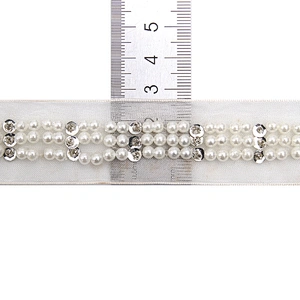 kavatar  wholesale new Handmade Bead lace Embroidered Tulle Trim wedding with Accessories Beads Rhinestones