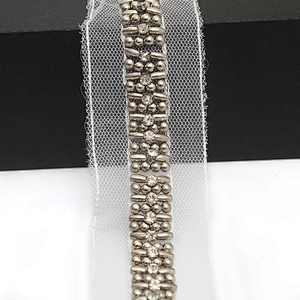 kavatar  wholesale new Handmade Bead lace Embroidered Tulle Trim wedding with Accessories Beads Rhinestones