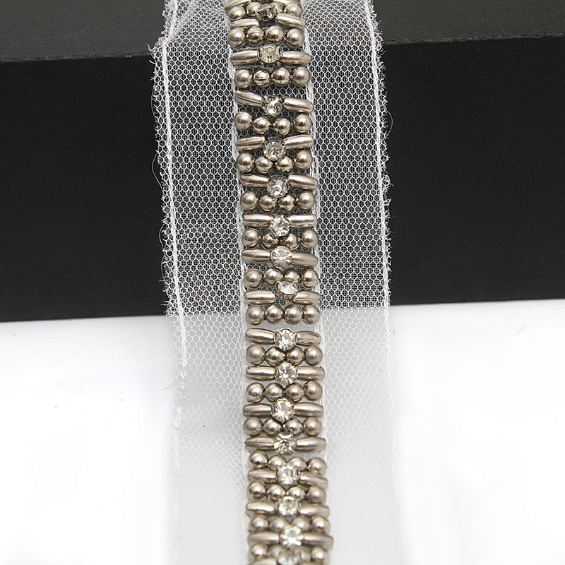 kavatar  wholesale new Handmade Bead lace Embroidered Tulle Trim wedding with Accessories Beads Rhinestones