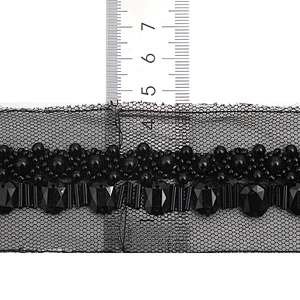 kavatar  wholesale new Handmade Bead lace Embroidered Tulle Trim wedding with Accessories Beads Rhinestones