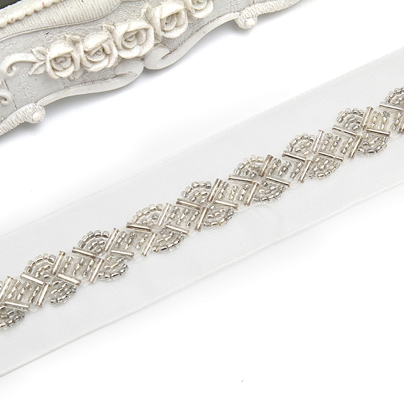 kavatar  wholesale new Handmade Bead lace Embroidered Tulle Trim wedding with Accessories Beads Rhinestones