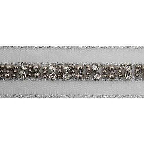 kavatar  wholesale new Handmade Bead lace Embroidered Tulle Trim wedding with Accessories Beads Rhinestones