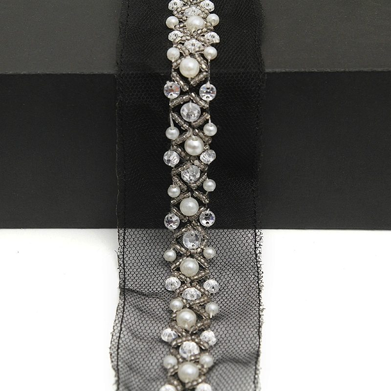 kavatar  wholesale new Handmade Bead lace Embroidered Tulle Trim wedding with Accessories Beads Rhinestones