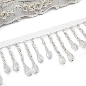 kavatar  wholesale new Handmade Bead lace Embroidered Tulle Trim wedding with Accessories Beads Rhinestones