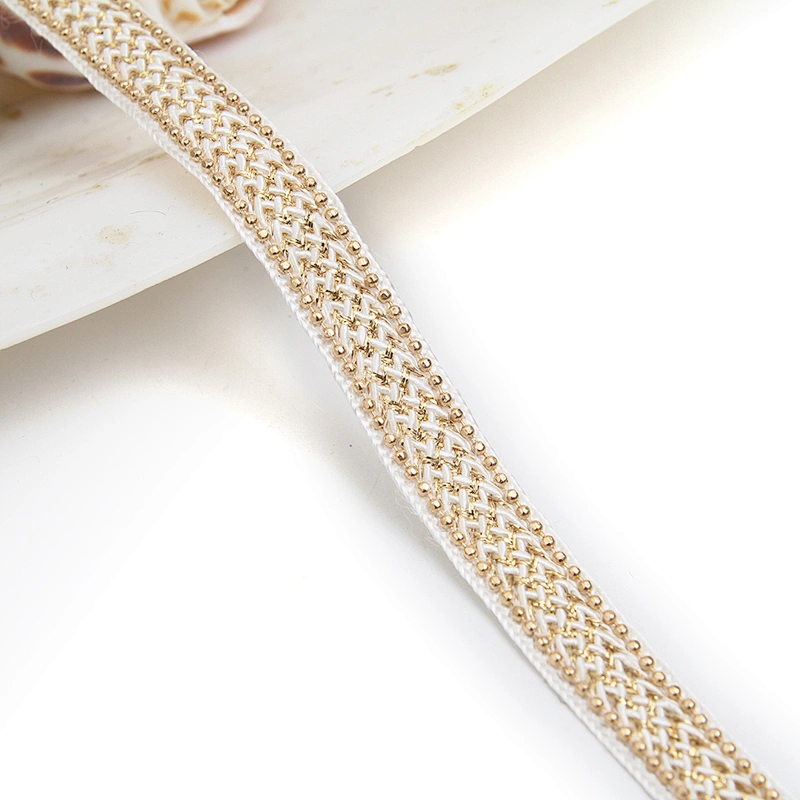 Wholesale Chain lace trim rhinestone 1 cm Sew-On lace trim Polyester net mesh Lace trimmings wedding for clothes  Accessories