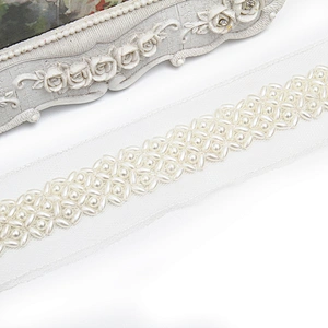 kavatar  wholesale new Handmade Bead lace Embroidered Tulle Trim wedding with Accessories Beads Rhinestones