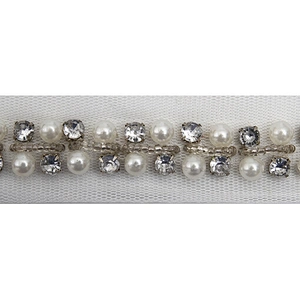 kavatar  wholesale new Handmade Bead lace Embroidered Tulle Trim wedding with Accessories Beads Rhinestones