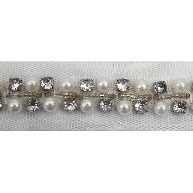 kavatar  wholesale new Handmade Bead lace Embroidered Tulle Trim wedding with Accessories Beads Rhinestones