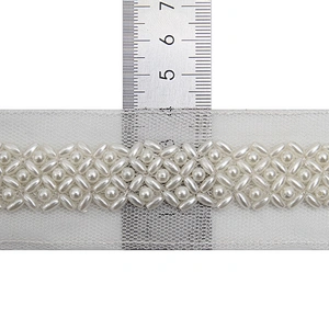kavatar  wholesale new Handmade Bead lace Embroidered Tulle Trim wedding with Accessories Beads Rhinestones