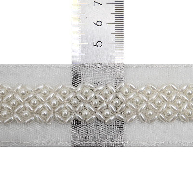 kavatar  wholesale new Handmade Bead lace Embroidered Tulle Trim wedding with Accessories Beads Rhinestones