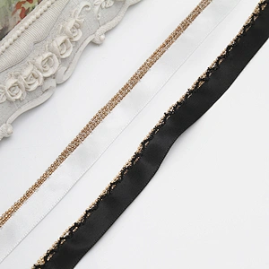 Wholesale Chain lace trim rhinestone 1.3 cm Sew-On lace trim Polyester net mesh Lace trimmings wedding for clothes  Accessories