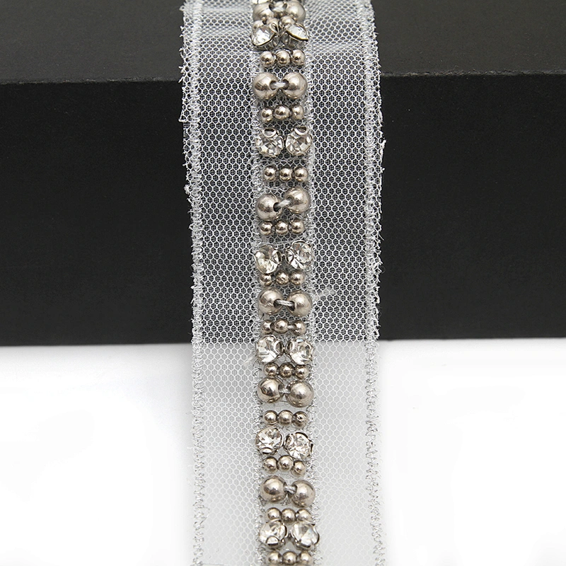 kavatar  wholesale new Handmade Bead lace Embroidered Tulle Trim wedding with Accessories Beads Rhinestones