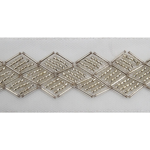 kavatar  wholesale new Handmade Bead lace Embroidered Tulle Trim wedding with Accessories Beads Rhinestones