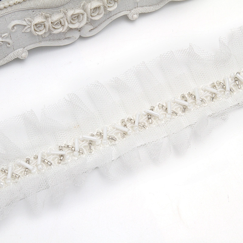kavatar  wholesale new Handmade Bead lace Embroidered Tulle Trim wedding with Accessories Beads Rhinestones