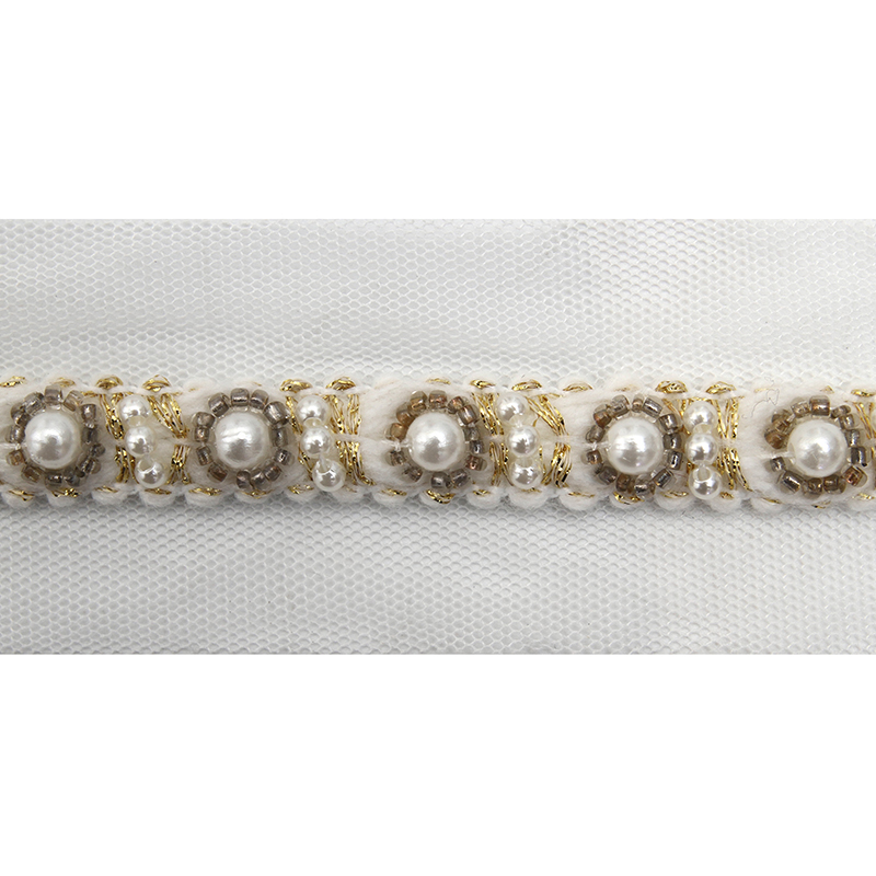 kavatar  wholesale new Handmade Bead lace Embroidered Tulle Trim wedding with Accessories Beads Rhinestones