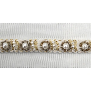 kavatar  wholesale new Handmade Bead lace Embroidered Tulle Trim wedding with Accessories Beads Rhinestones
