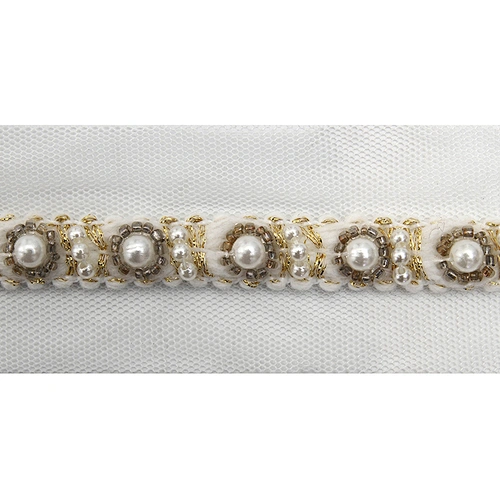 kavatar  wholesale new Handmade Bead lace Embroidered Tulle Trim wedding with Accessories Beads Rhinestones