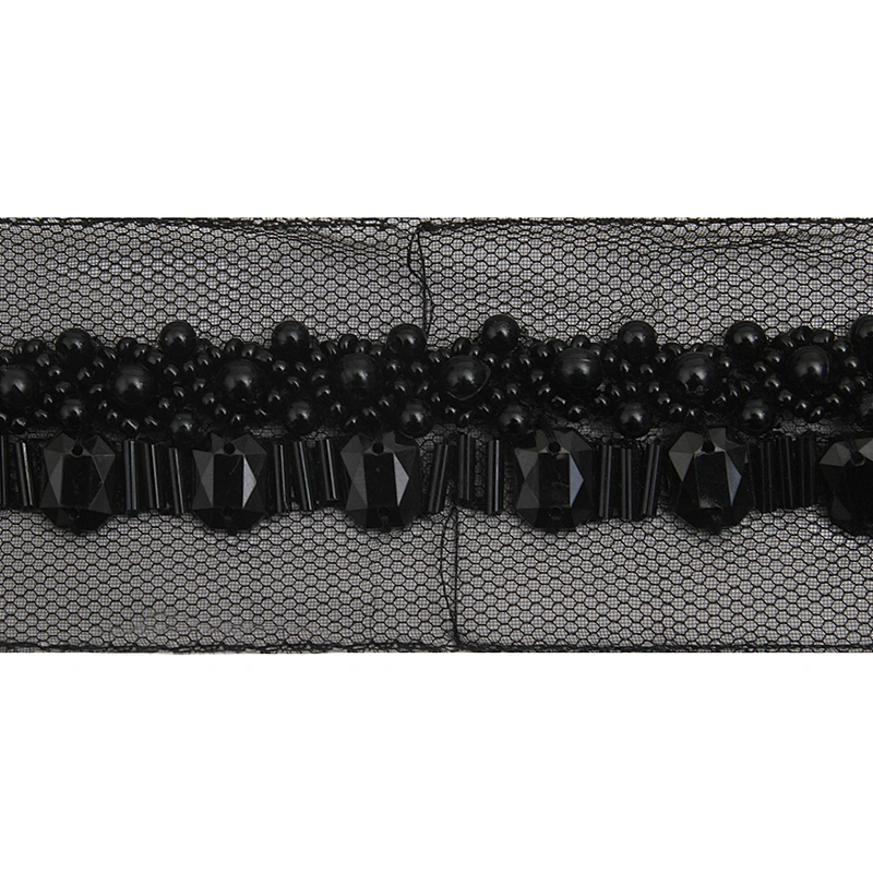 kavatar  wholesale new Handmade Bead lace Embroidered Tulle Trim wedding with Accessories Beads Rhinestones