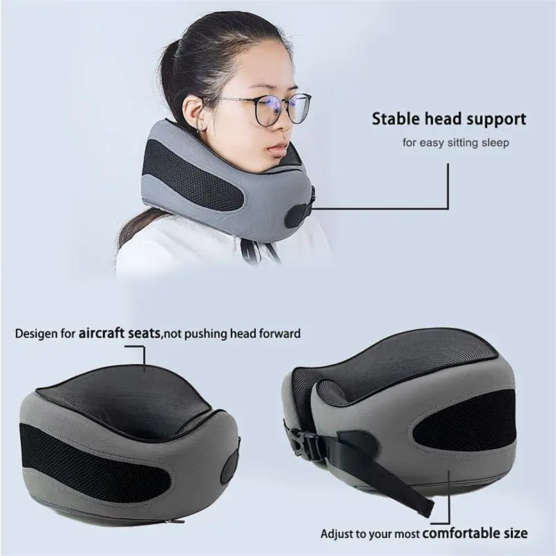 Orthopedic OEM Pillow Travel Foldable Memory Foam Neck Pillow Airplane Travel Kit