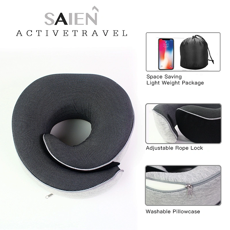 Customized Foldable Memory Foam Travel Kit Eye Mask Latest and Best Airplane Pillow