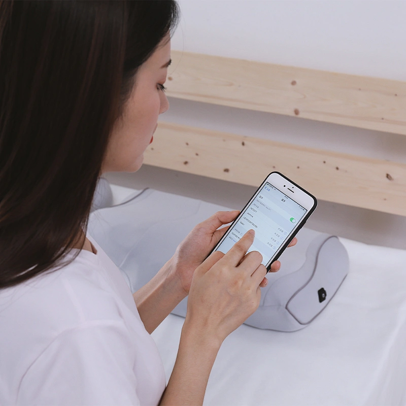 SAIEN Brand Ergonomic Soft Memory Foam Cotton Fabric pillow cover with phone electric charging neck massage pillow