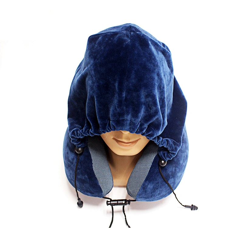 Colorful Special U Shaped Design Memory Foam Hoodie Traveling Neck Rest Sleeping Pillow Hood With Cover