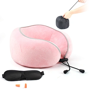 Easy Carrying Folding Travel Set Full Support Best Neck Pillow Eye Mask