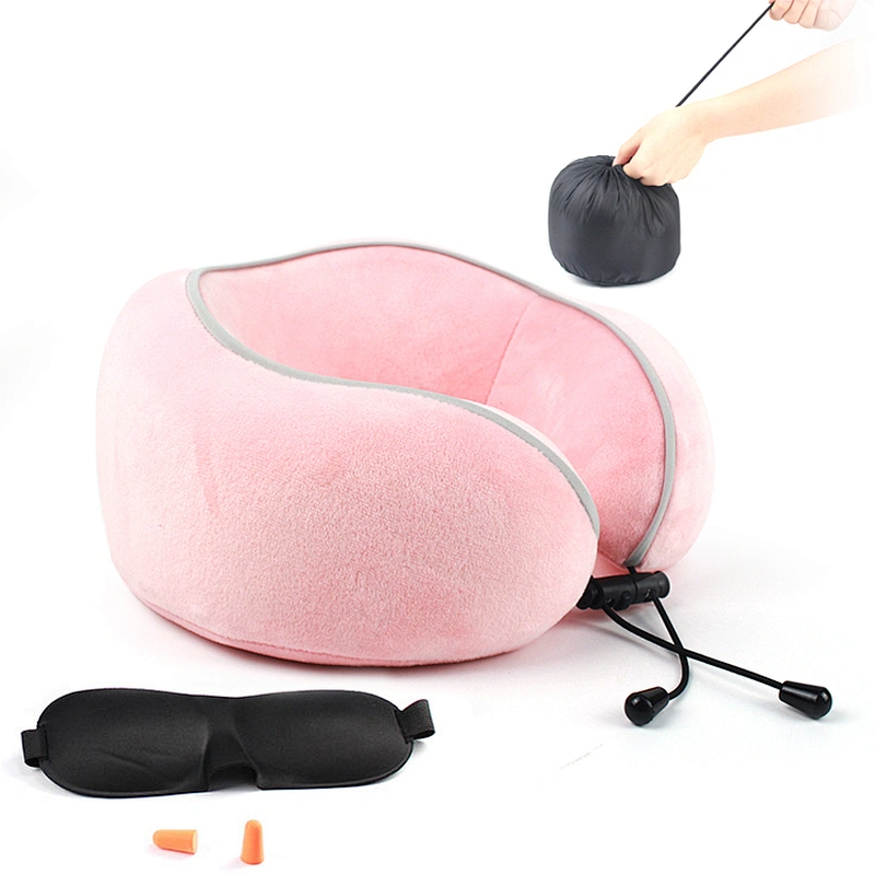 Easy Carrying Folding Travel Set Full Support Best Neck Pillow Eye Mask