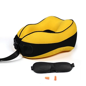 SAIEN OEM 3 in 1 adult 3D sleep mask  earplugs rest support memory foam airplane office travel neck pillow