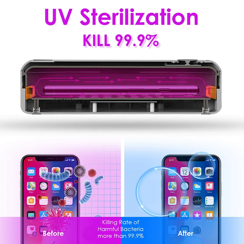 best selling  wireless charger uvc led  cell phone sterilizer box