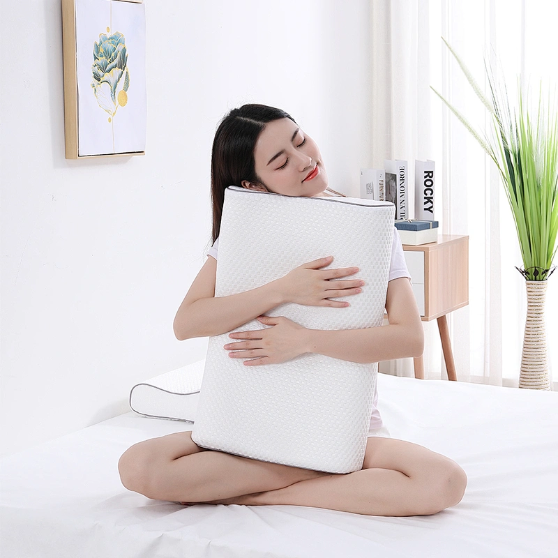 Customized Label High Neck Support Solid Memory Foam Bamboo Pillow For Bed Rest