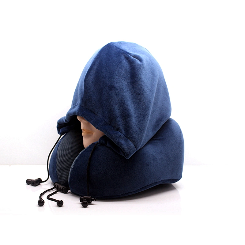 Superior travel neck chin support memory foam U shape travel pillow with hood