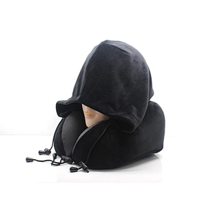 Superior travel neck chin support memory foam U shape travel pillow with hood