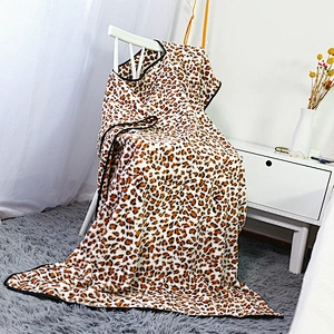 Promotion milestone  babies blanket  leopard print double Twin Queen King size lightweight plush fleece blanket