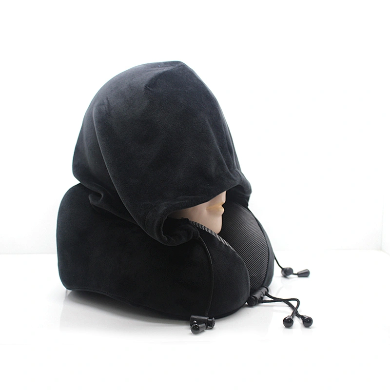 Newly Design High Support Travel Sleep Cool Ventilated Neck Pillow Hoodie With Carry Bag