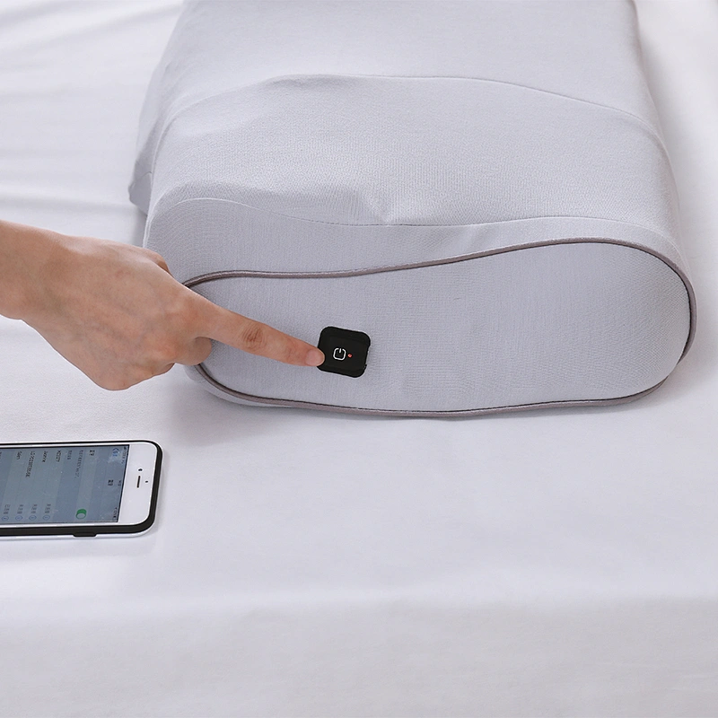 SAIEN Brand Ergonomic Soft Memory Foam Cotton Fabric pillow cover with phone electric charging neck massage pillow