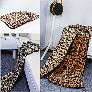 Promotion milestone  babies blanket  leopard print double Twin Queen King size lightweight plush fleece blanket