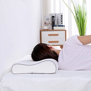 Customized Label High Neck Support Solid Memory Foam Bamboo Pillow For Bed Rest